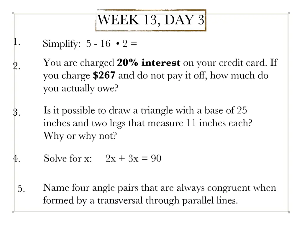 week 13 day 3