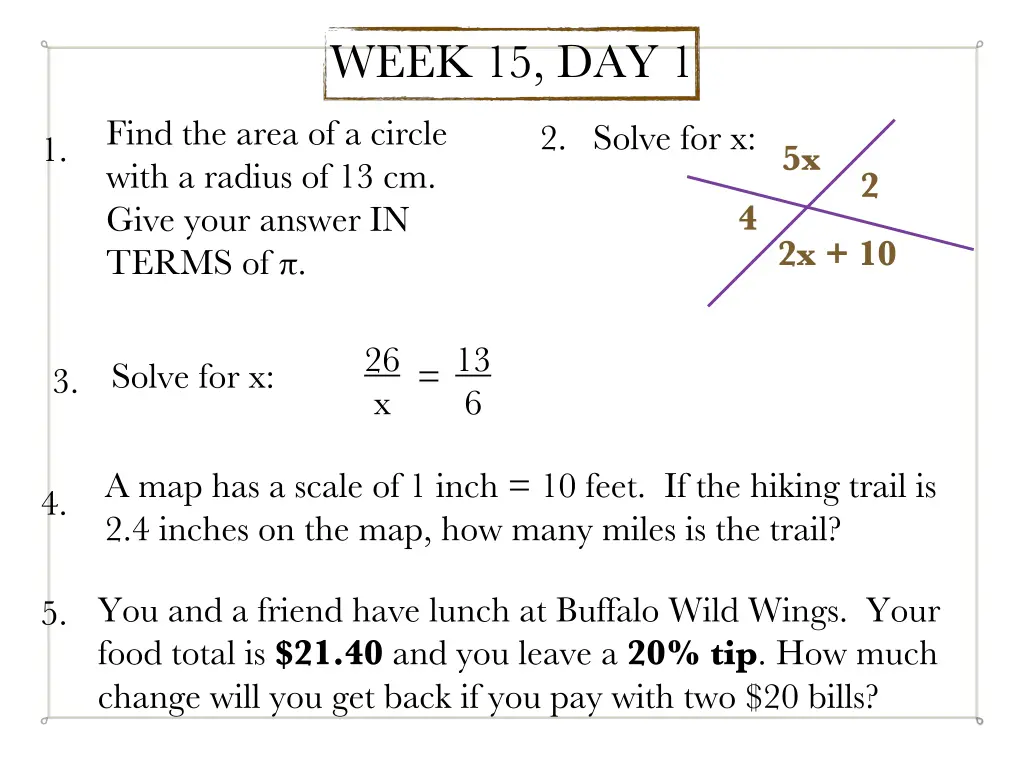 week 15 day 1