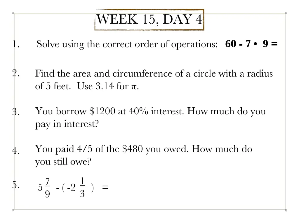 week 15 day 4