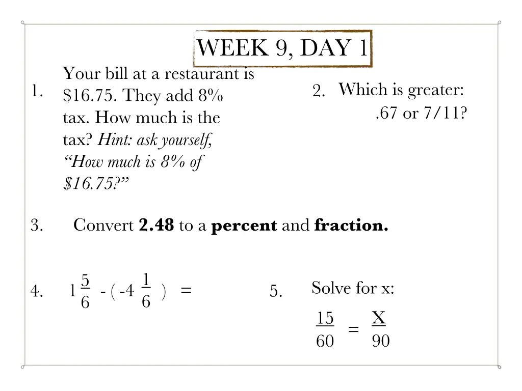 week 9 day 1