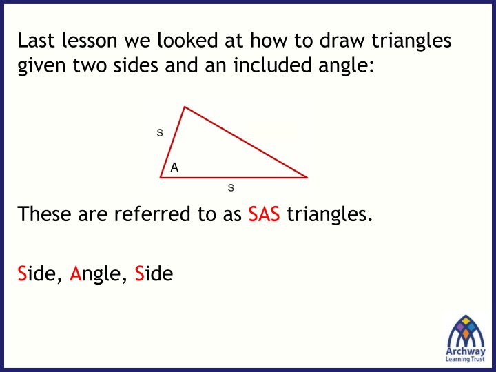 last lesson we looked at how to draw triangles