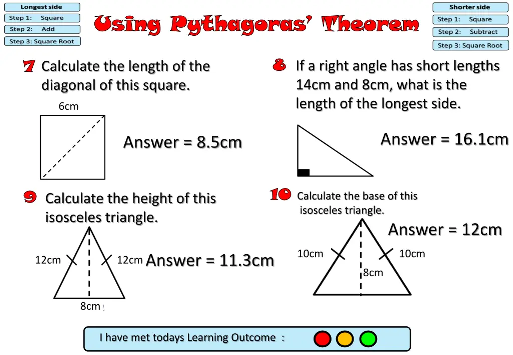 using pythagoras theorem 7