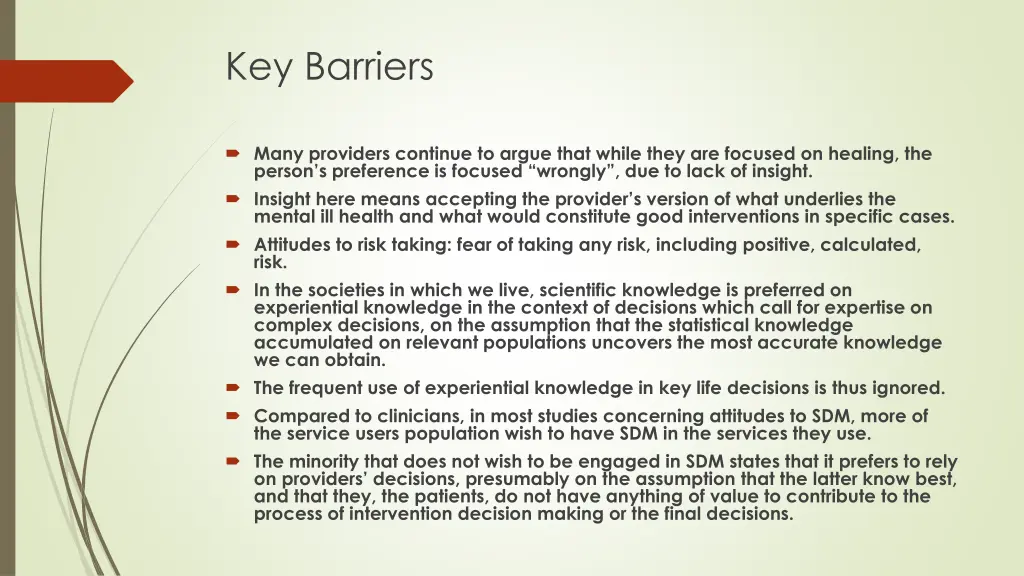 key barriers