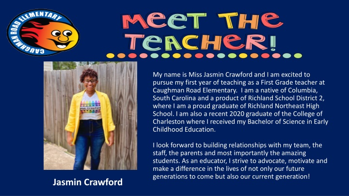 my name is miss jasmin crawford and i am excited