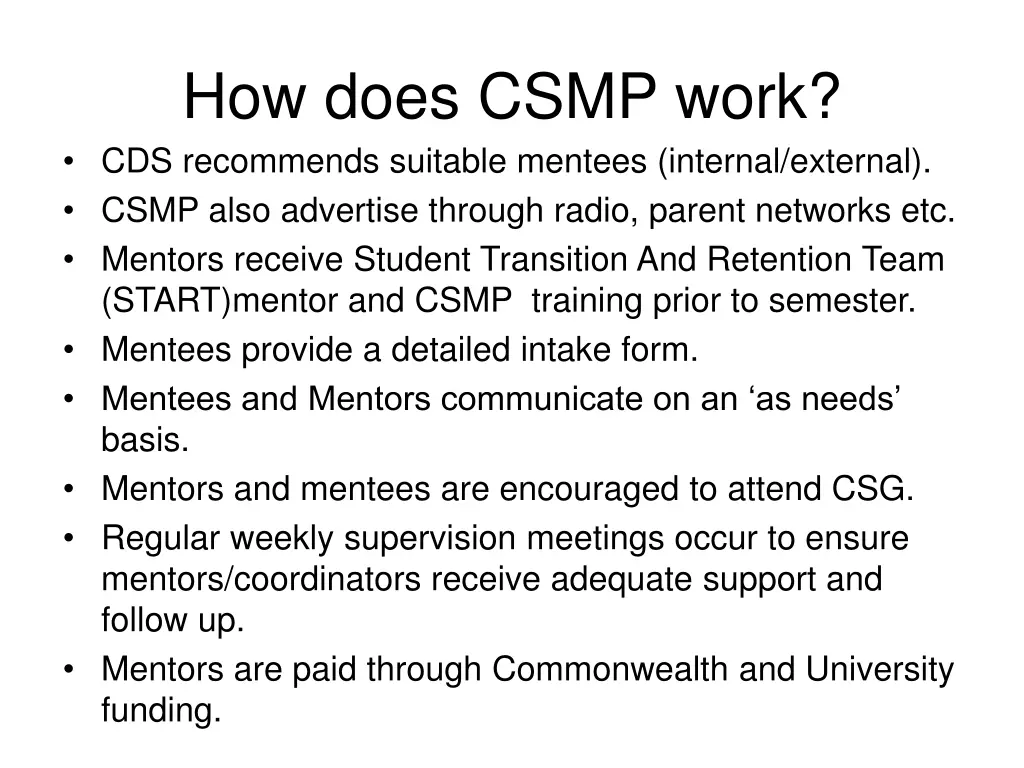 how does csmp work cds recommends suitable