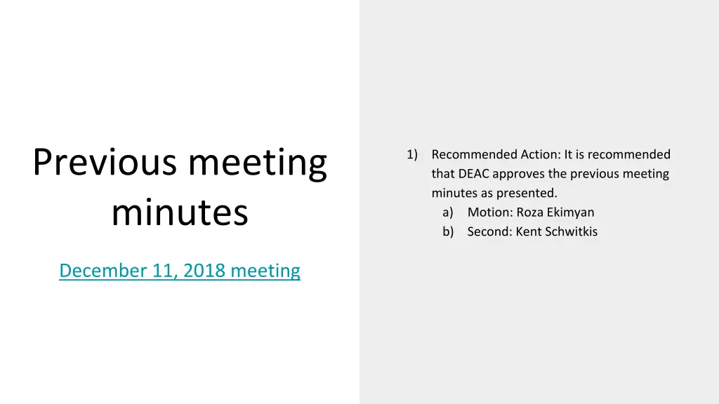 previous meeting minutes