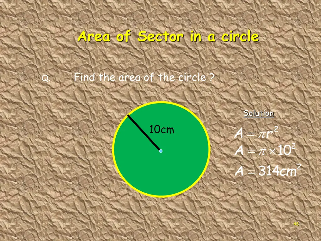 area of sector in a circle 1