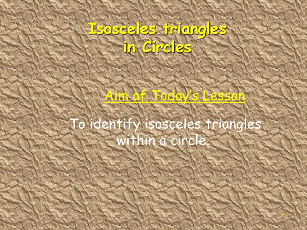 isosceles triangles in circles