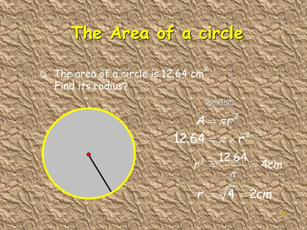 the area of a circle 8