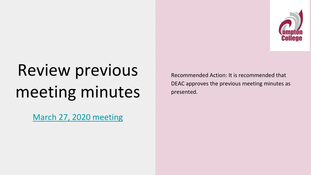 review previous meeting minutes