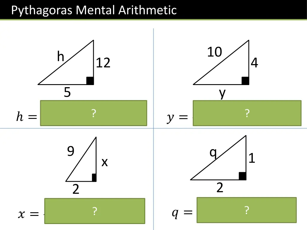 pythagoras mental arithmetic 1