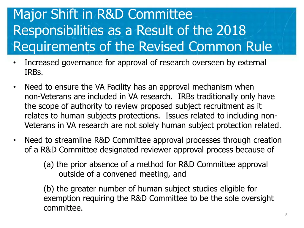 major shift in r d committee responsibilities