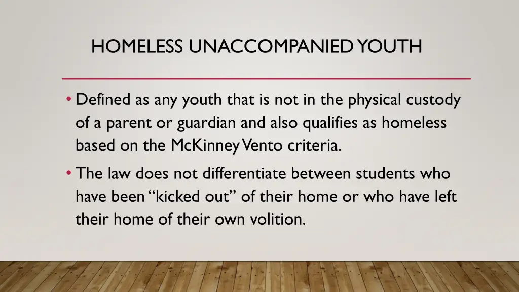 homeless unaccompanied youth