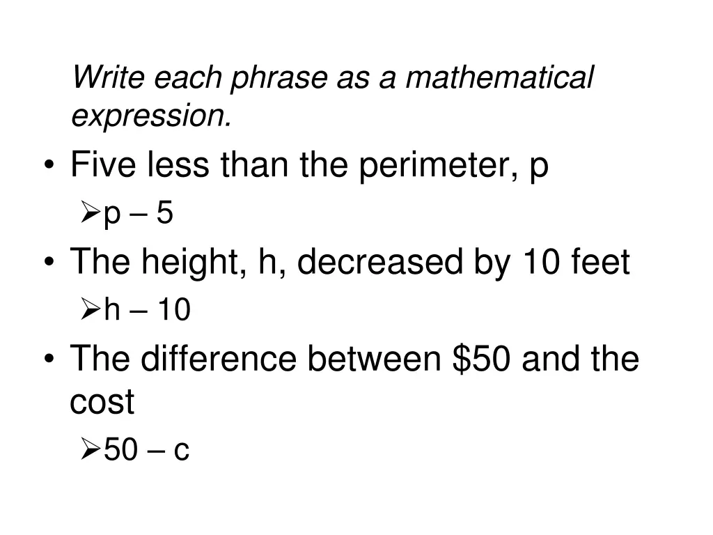 write each phrase as a mathematical expression 3