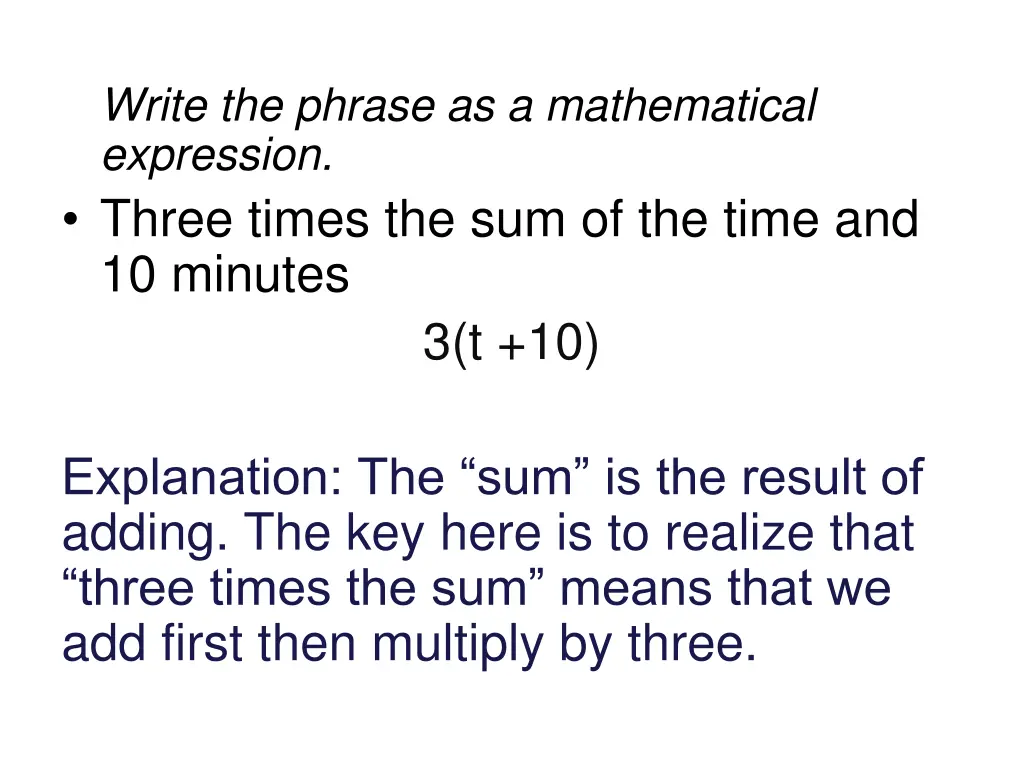 write the phrase as a mathematical expression 1