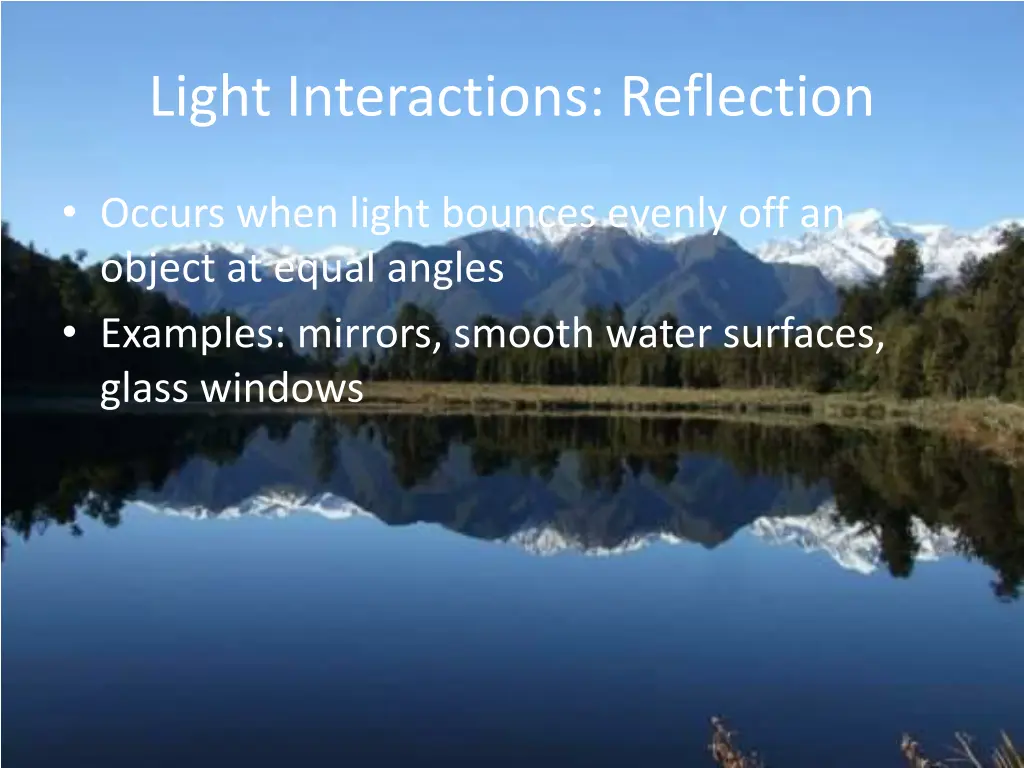 light interactions reflection