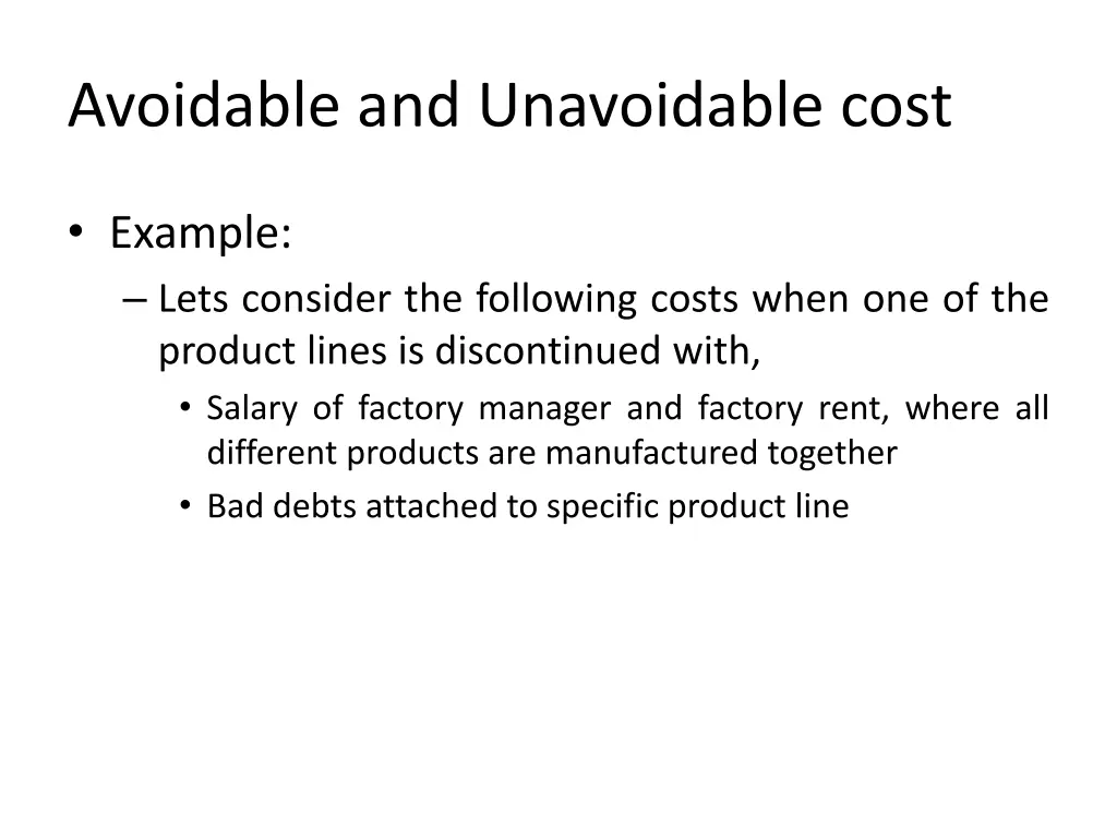 avoidable and unavoidable cost 1