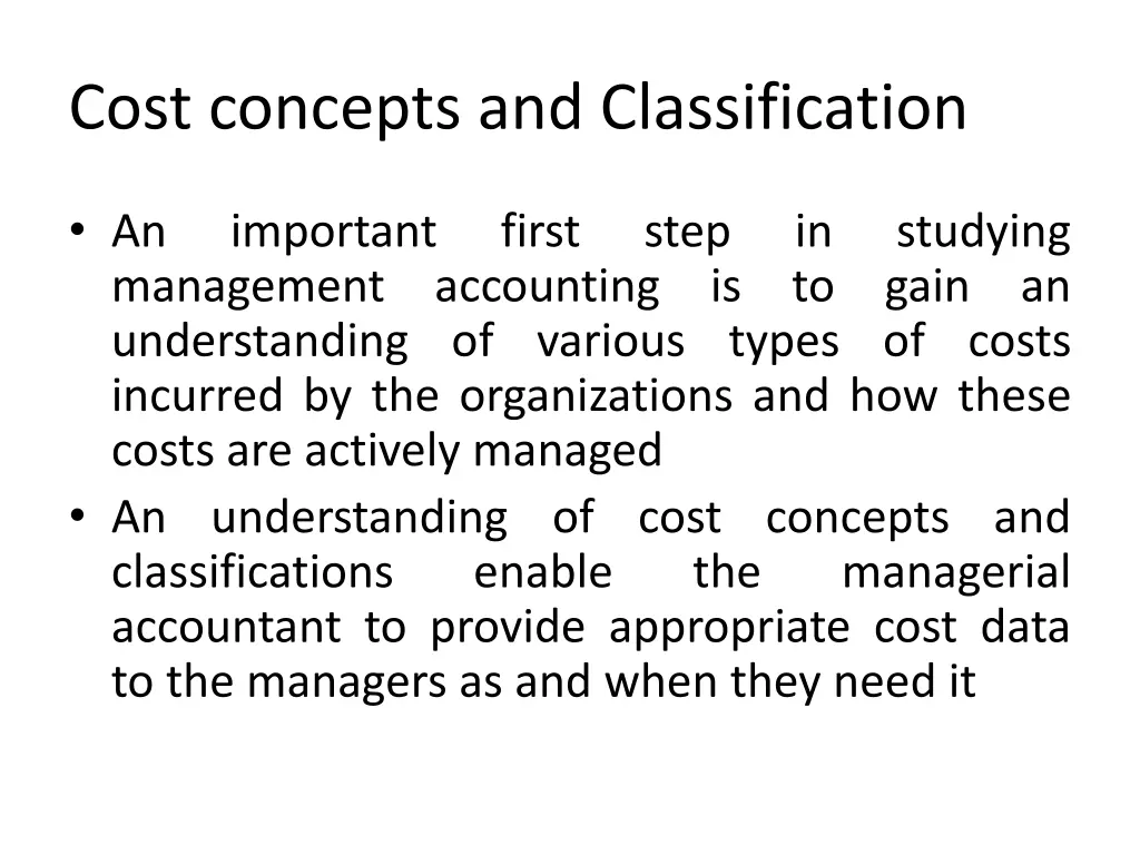 cost concepts and classification