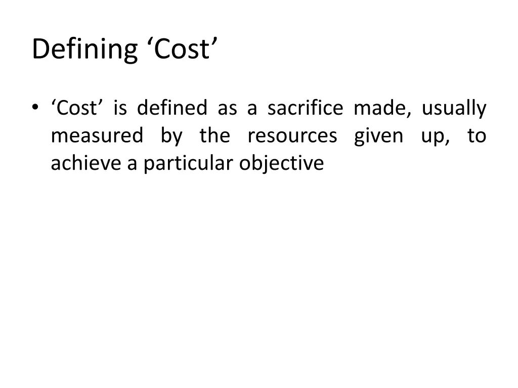 defining cost