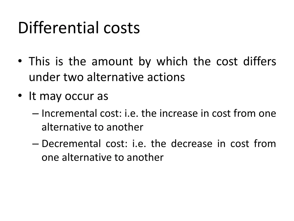 differential costs