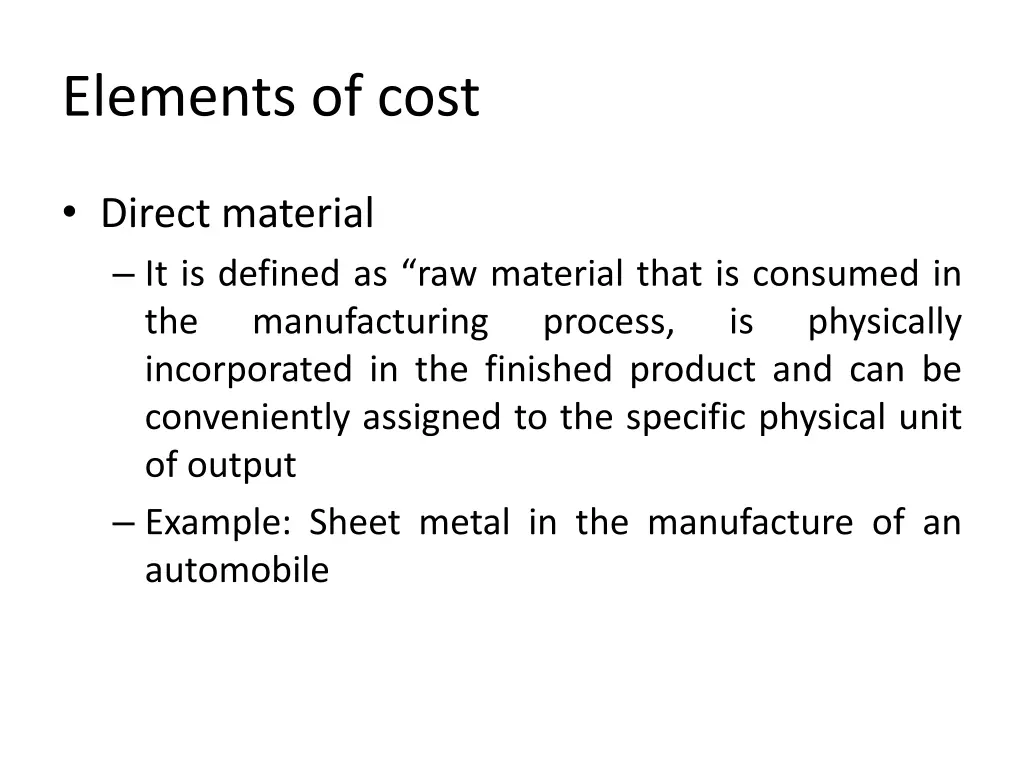 elements of cost 1