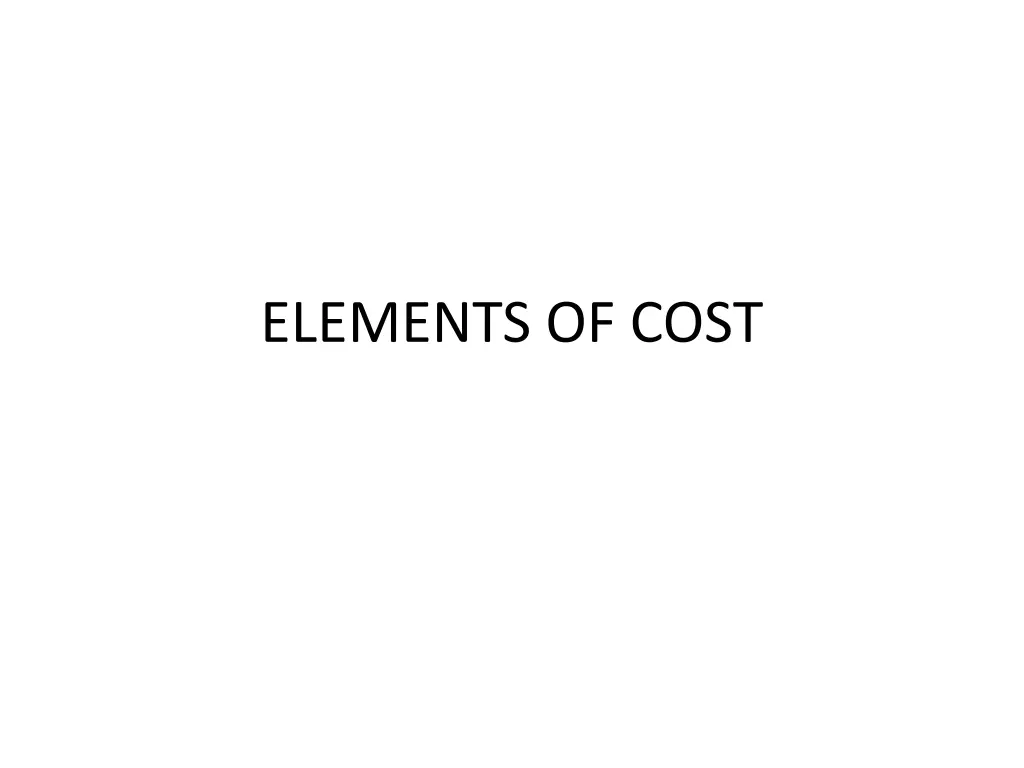 elements of cost