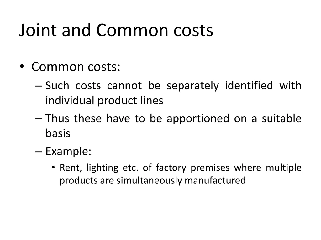 joint and common costs 1