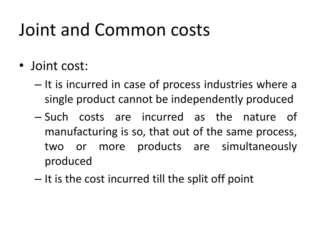 joint and common costs