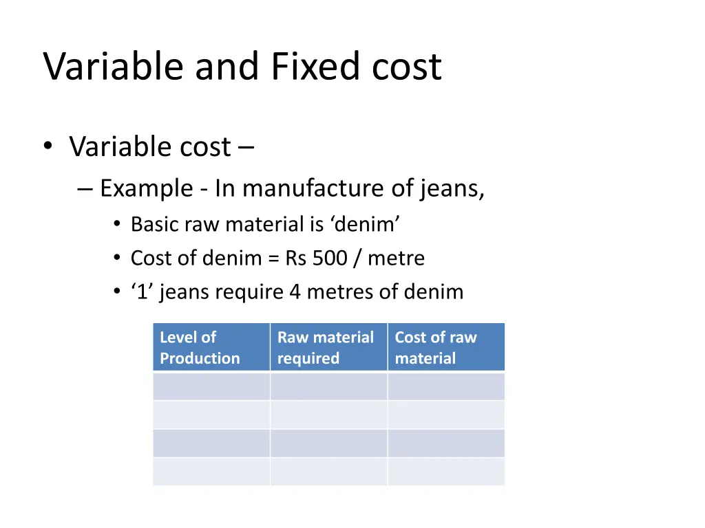 variable and fixed cost 1