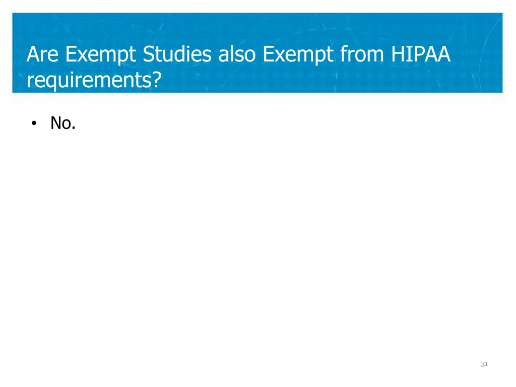 are exempt studies also exempt from hipaa