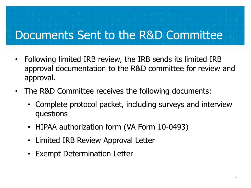 documents sent to the r d committee