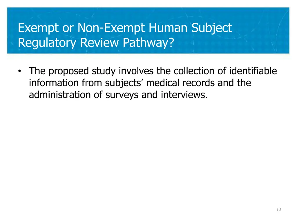 exempt or non exempt human subject regulatory