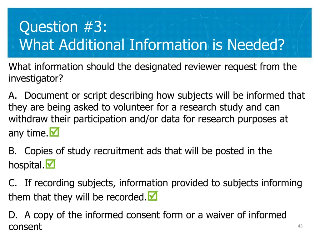 question 3 what additional information is needed 1