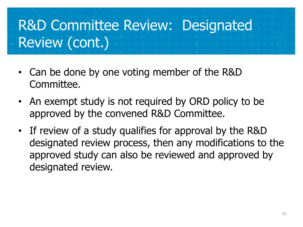 r d committee review designated review cont