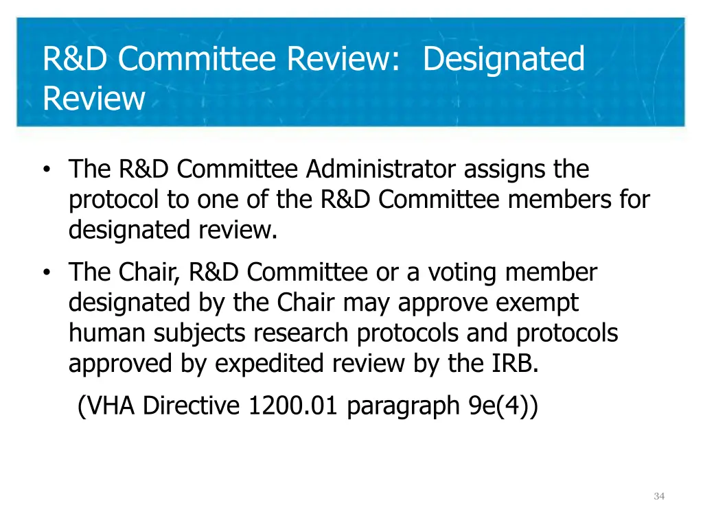 r d committee review designated review