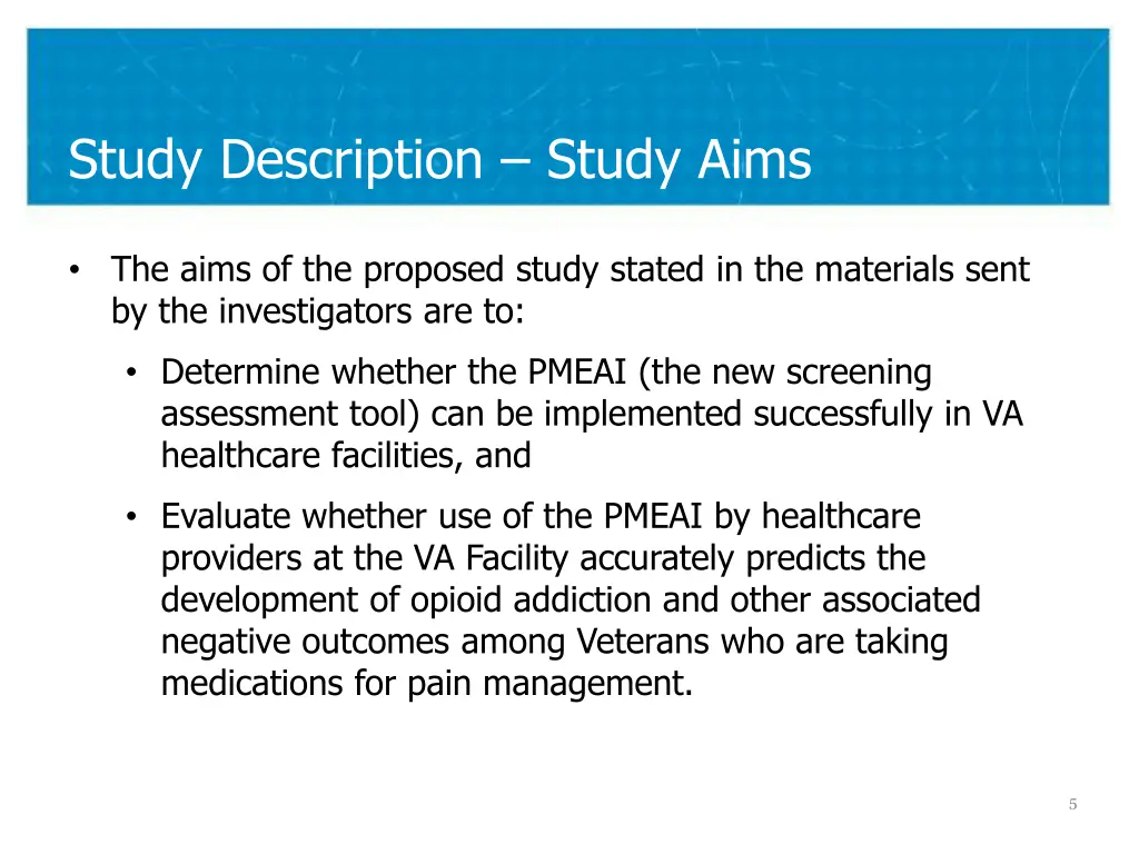 study description study aims