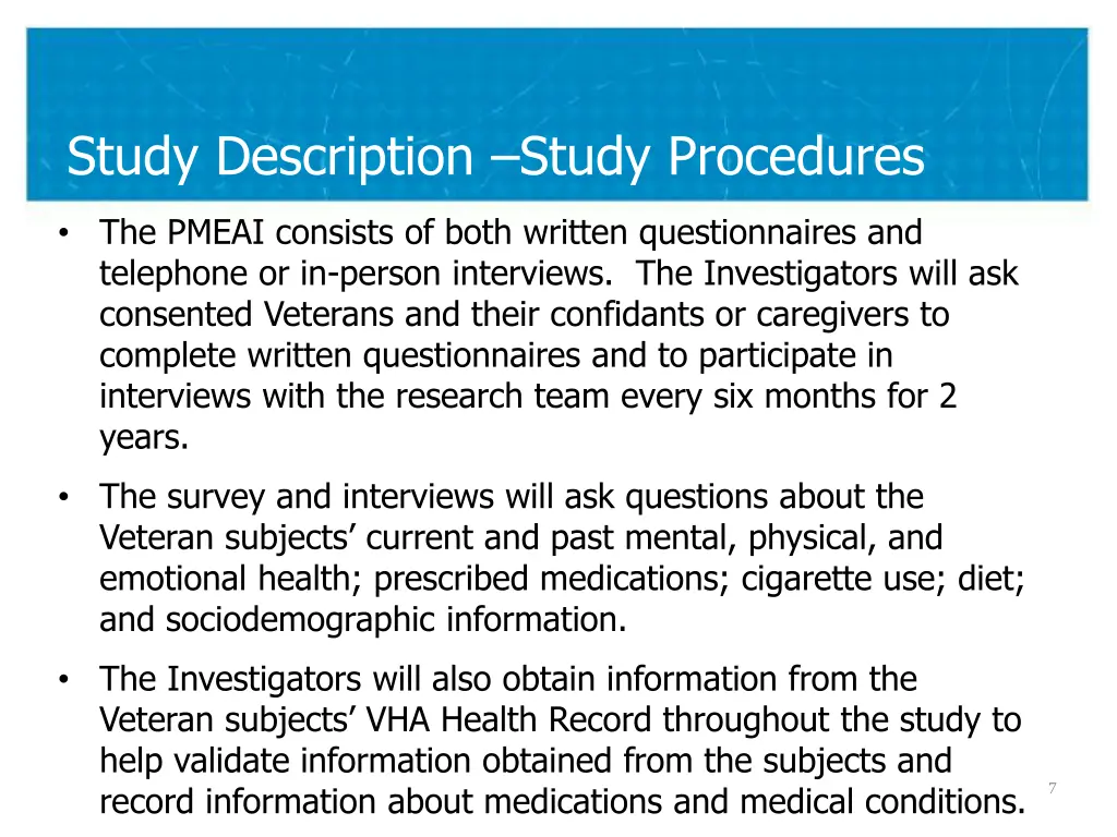 study description study procedures