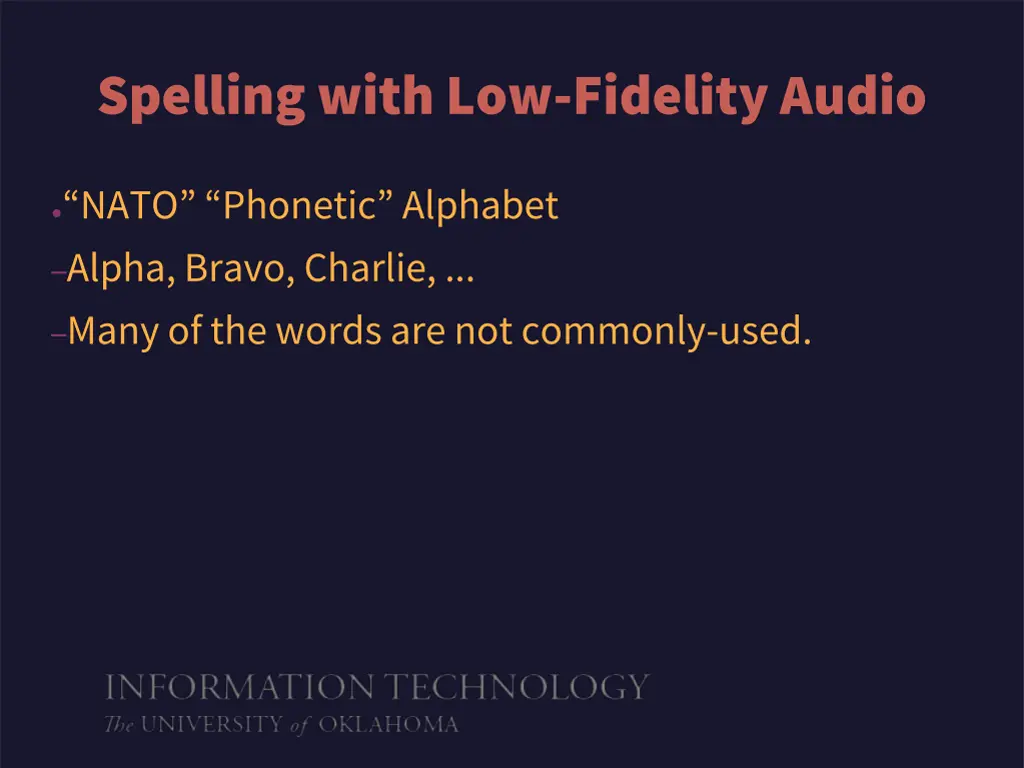 spelling with low fidelity audio 3