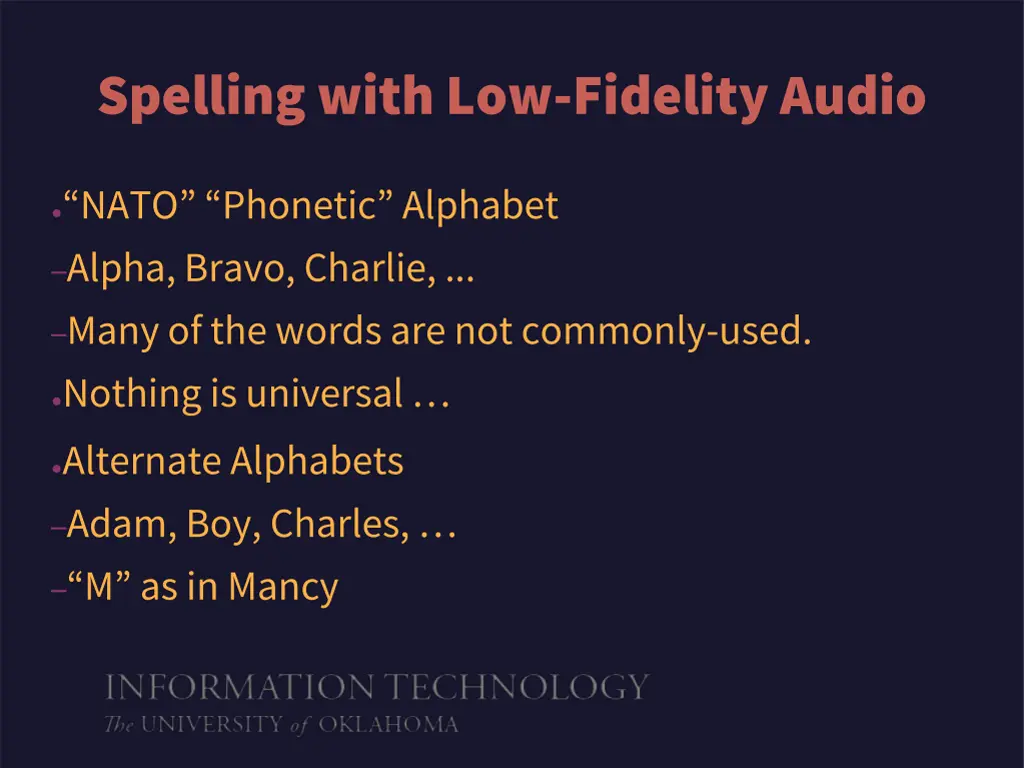 spelling with low fidelity audio 7