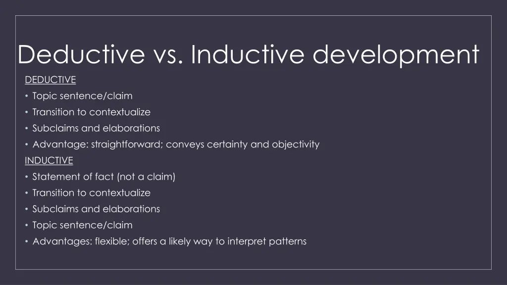 deductive vs inductive development deductive