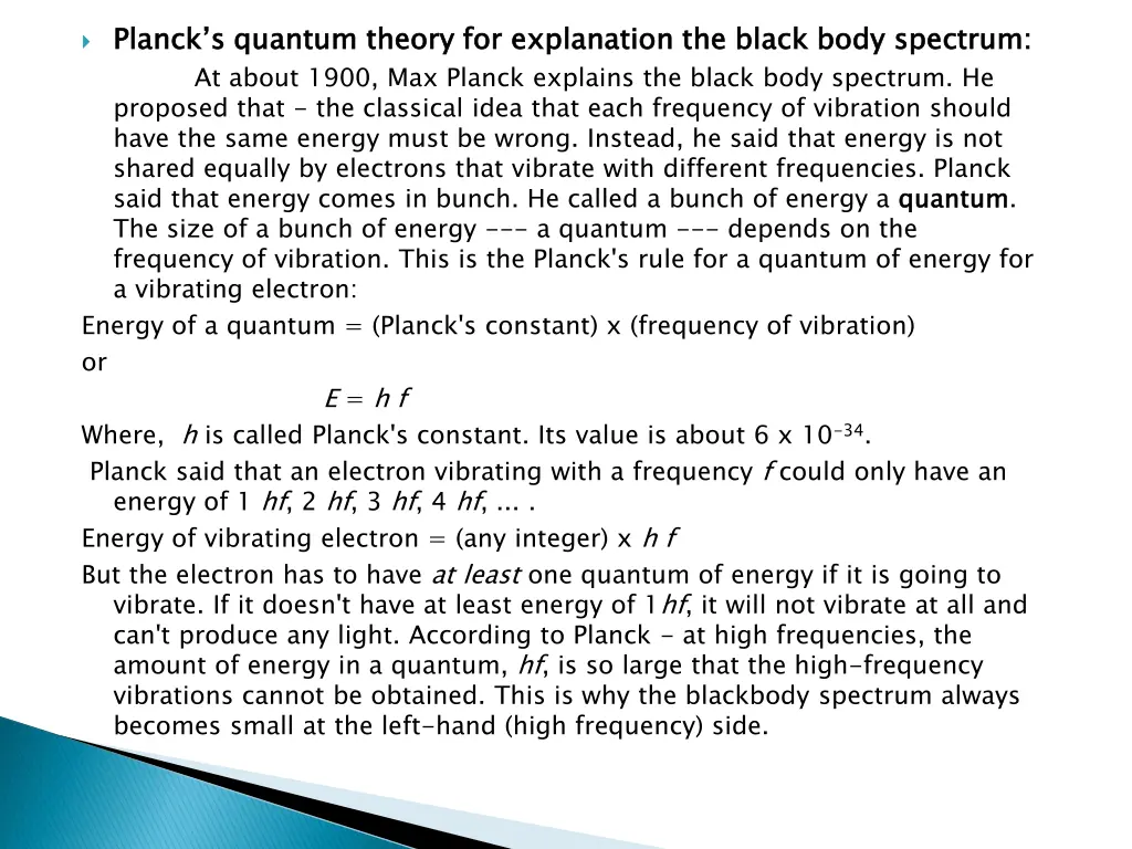 planck s quantum theory for explanation the black