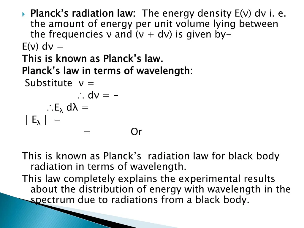 planck s radiation law the amount of energy