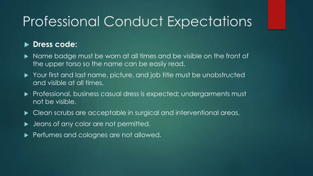 professional conduct expectations