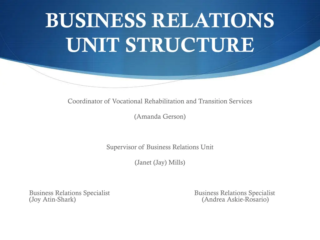 business relations unit structure