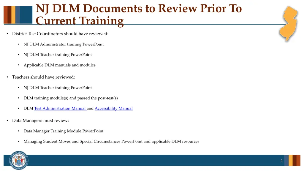 nj dlm documents to review prior to current