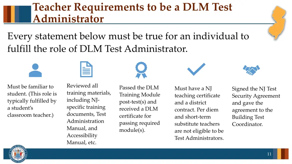 teacher requirements to be a dlm test