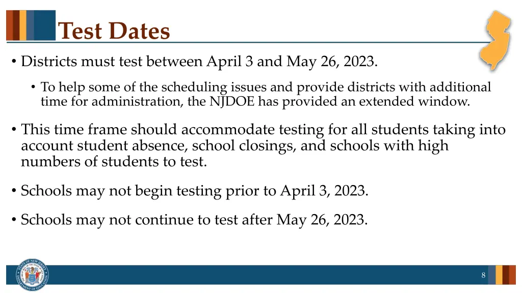 test dates districts must test between april