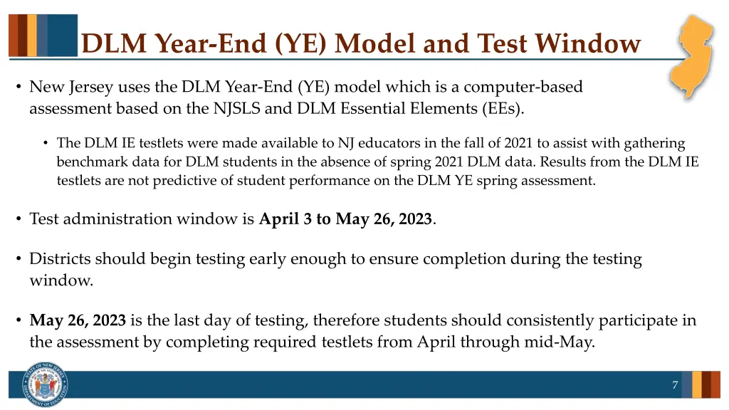 dlm year end ye model and test window