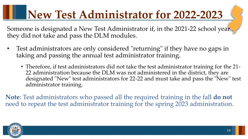 new test administrator for 2022 2023