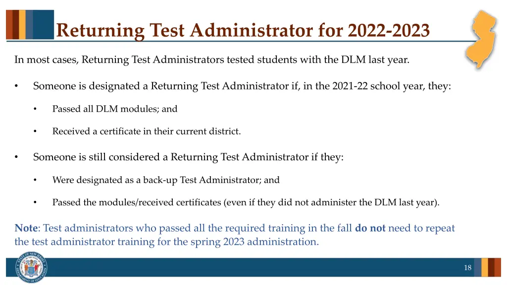 returning test administrator for 2022 2023